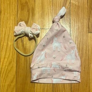 Caden Lane Pink Unicorn Hat and Bow Set